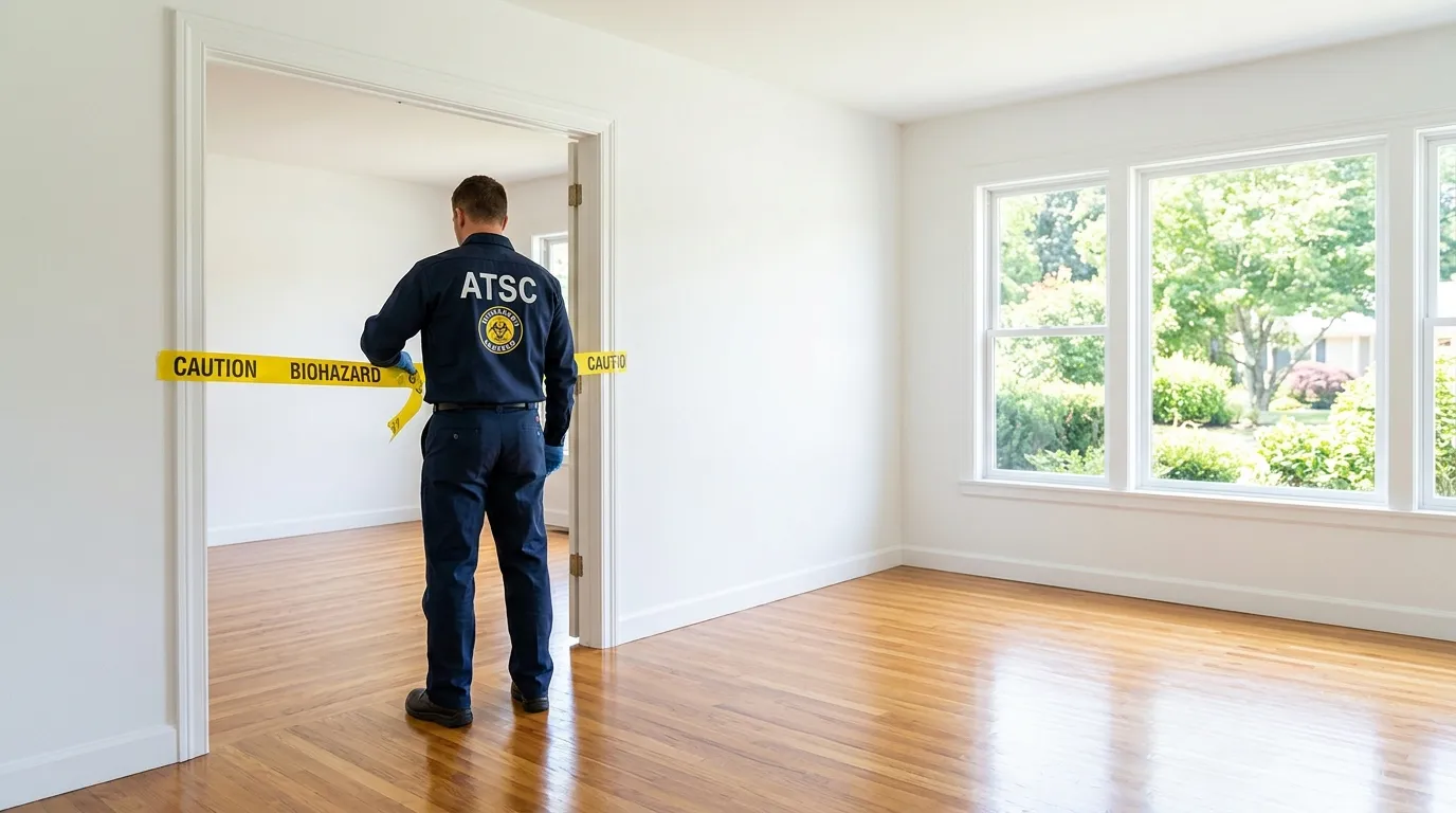 Certified biohazard cleanup crew performing Decomposition Cleanup in North Caldwell